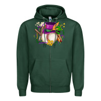 Sports Green mardi gras baseball Zipper Hoodie - LillyAllenDesigns