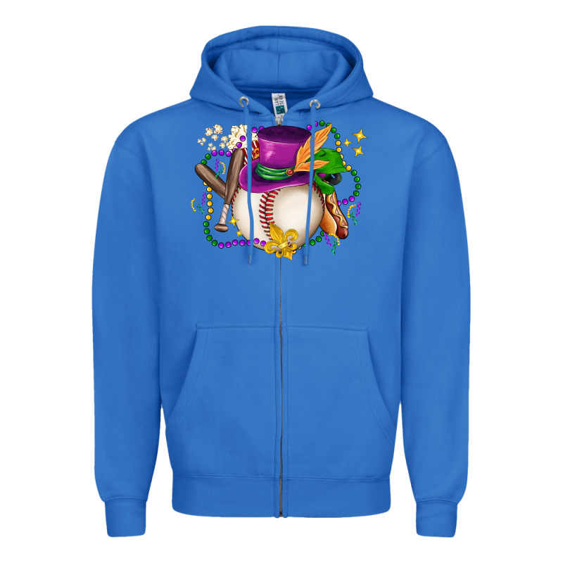 Mardi Gras Baseball Zipper Hoodie by LillyAllenDesigns | Teevron