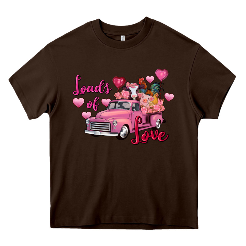 Loads Of Love Valentine's Day Farm Truck Heavy Core Tee by FaDigitalArtStudio | Teevron