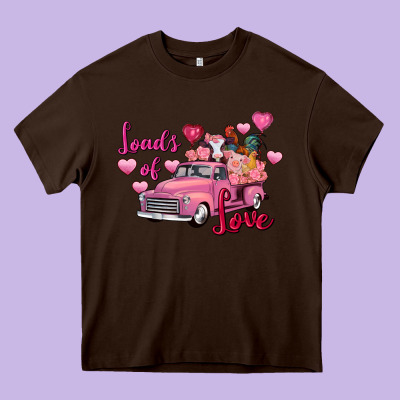 Loads Of Love Valentine's Day Farm Truck Heavy Core Tee Designed By Fadigitalartstudio