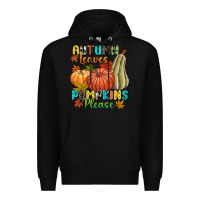 Black Autumn leaves pumpkins please Premium Hoodie - NancyCooperArtShop