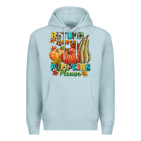 Blue Mist Autumn leaves pumpkins please Premium Hoodie - NancyCooperArtShop