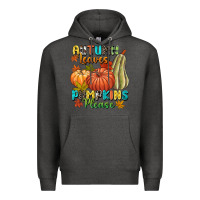 Charcoal Heather Autumn leaves pumpkins please Premium Hoodie - NancyCooperArtShop