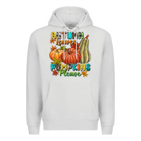 Dove Grey Autumn leaves pumpkins please Premium Hoodie - NancyCooperArtShop
