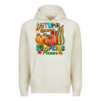 Oatmeal Heather Autumn leaves pumpkins please Premium Hoodie - NancyCooperArtShop