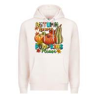 Pale Pink Autumn leaves pumpkins please Premium Hoodie - NancyCooperArtShop