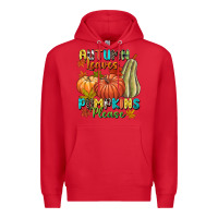 Red Autumn leaves pumpkins please Premium Hoodie - NancyCooperArtShop