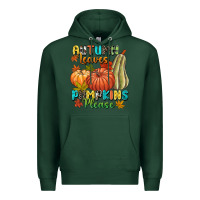Sports Green Autumn leaves pumpkins please Premium Hoodie - NancyCooperArtShop