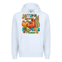 White Autumn leaves pumpkins please Premium Hoodie - NancyCooperArtShop