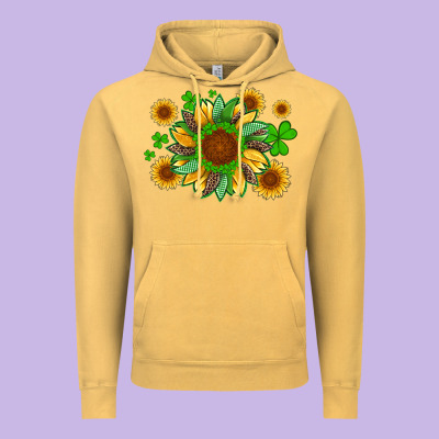 St Patricks Sunflowers With Shamrock And Glitters With Leopard Vintage Hoodie Designed By Artiststas