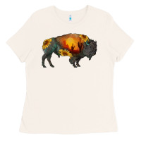 Bone sunflower bison Ladies Tee - RanaPortraitStore