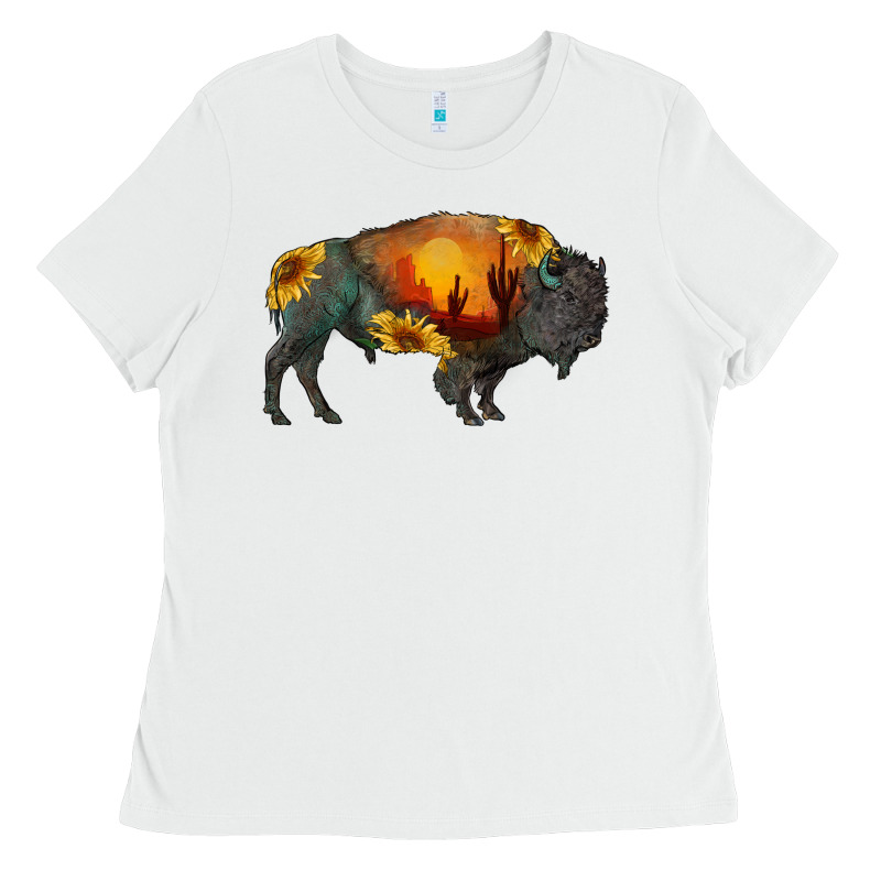 Sunflower Bison Ladies Tee by RanaPortraitStore | Teevron