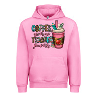 Fuchsia Pink coffee gives me teacher powers Urban Hoodie - OliviaCreatesArt