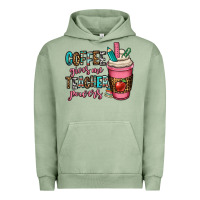 Pigment Oil Green coffee gives me teacher powers Urban Hoodie - OliviaCreatesArt