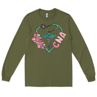 Army Green cna heart Long Sleeve Tee - MaliasSmallBusiness