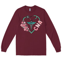 Burgundy cna heart Long Sleeve Tee - MaliasSmallBusiness