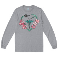 Heather Grey cna heart Long Sleeve Tee - MaliasSmallBusiness