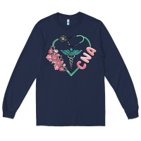 Navy cna heart Long Sleeve Tee - MaliasSmallBusiness