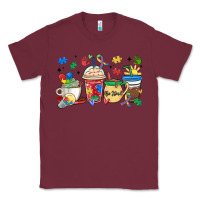 Burgundy autism awareness day coffee cups Classic Tee - MaliasSmallBusiness