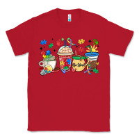 Red autism awareness day coffee cups Classic Tee - MaliasSmallBusiness