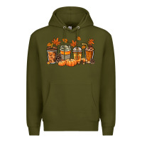 Army Green Fall coffee cups Premium Hoodie - NancyCooperArtShop