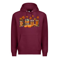 Burgundy Fall coffee cups Premium Hoodie - NancyCooperArtShop