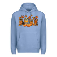Colony Blue Fall coffee cups Premium Hoodie - NancyCooperArtShop