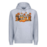 Heather Grey Fall coffee cups Premium Hoodie - NancyCooperArtShop
