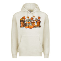 Oatmeal Heather Fall coffee cups Premium Hoodie - NancyCooperArtShop