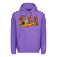 Purple Fall coffee cups Premium Hoodie - NancyCooperArtShop