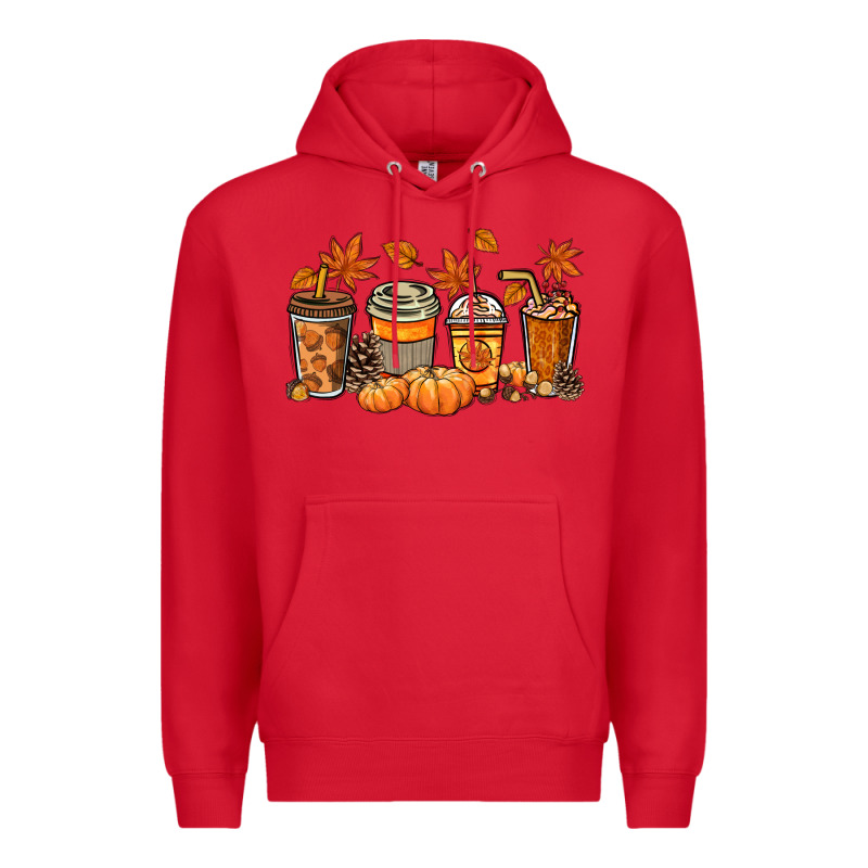 Fall Coffee Cups Premium Hoodie by NancyCooperArtShop | Teevron