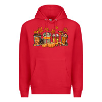 Red Fall coffee cups Premium Hoodie - NancyCooperArtShop