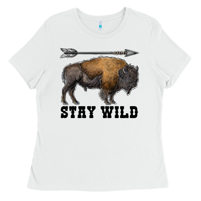 Stay Wild Bison Ladies Tee by RanaPortraitStore | Teevron