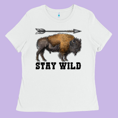 Stay Wild Bison Ladies Tee Designed By Ranaportraitstore