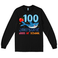 Black 100 jawsome days of school Long Sleeve Tee - MaliasSmallBusiness