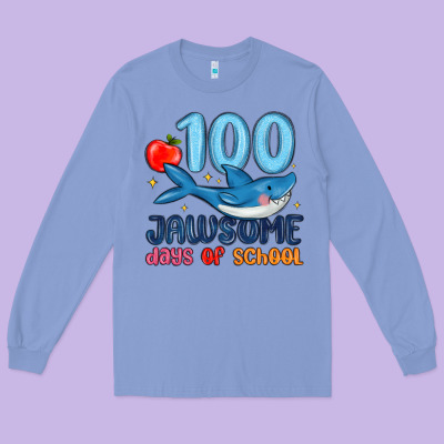 100 Jawsome Days Of School Long Sleeve Tee Designed By Maliassmallbusiness