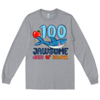 Heather Grey 100 jawsome days of school Long Sleeve Tee - MaliasSmallBusiness