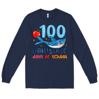 Navy 100 jawsome days of school Long Sleeve Tee - MaliasSmallBusiness
