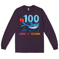 Plum 100 jawsome days of school Long Sleeve Tee - MaliasSmallBusiness