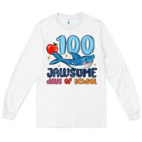 White 100 jawsome days of school Long Sleeve Tee - MaliasSmallBusiness
