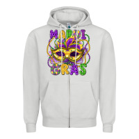 Dove Grey mardi gras mask Zipper Hoodie - LillyAllenDesigns