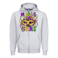 Heather Grey mardi gras mask Zipper Hoodie - LillyAllenDesigns