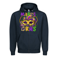 Navy mardi gras mask Zipper Hoodie - LillyAllenDesigns