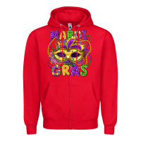Red mardi gras mask Zipper Hoodie - LillyAllenDesigns