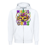 White mardi gras mask Zipper Hoodie - LillyAllenDesigns