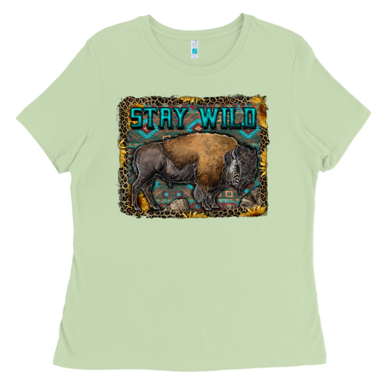 Stay Wild Aztec Bison Ladies Tee by RanaPortraitStore | Teevron