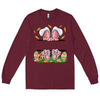 Burgundy easter costom name rabbit Long Sleeve Tee - MaliasSmallBusiness