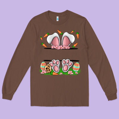Easter Costom Name Rabbit Long Sleeve Tee Designed By Maliassmallbusiness