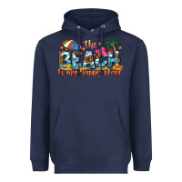 Navy the beach is my happy place Heavyweight Hoodie - NancyCooperArtShop