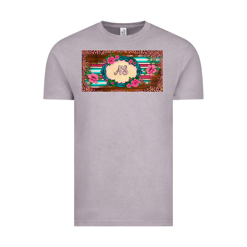 Preview Western Pink Flovers Leopard Serape   License Plate Template Vintage Tee by BarkalooDesign | Teevron